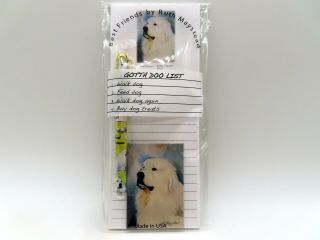 Great Pyrenees Gift Set Magnetic List Pad,  Magnet & Pen By Ruth Maystead