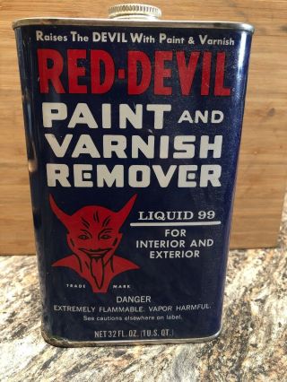 Vintage Red Devil Paint And Varnish Remover 1 Quart Tin Can Empty