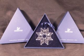 2003 Swarovski Crystal Christmas Ornament Snowflake - Both Boxes