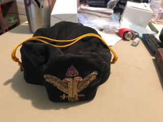 Vintage Masonic 32nd Degree Scottish Rite Cap Black Pillbox Mason Hat
