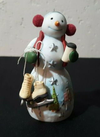 Hallmark 2009 Porcelain Snowman Christmas Ornament 3.  5 "
