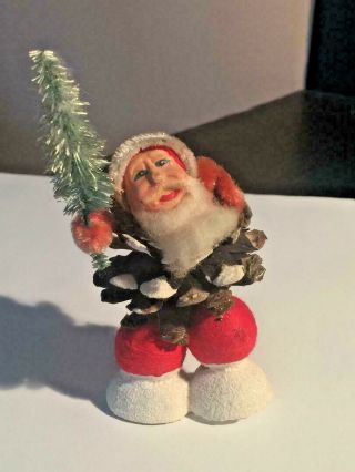 Vintage Pinecone Elf / Santa - Japan - Paper Mache Face