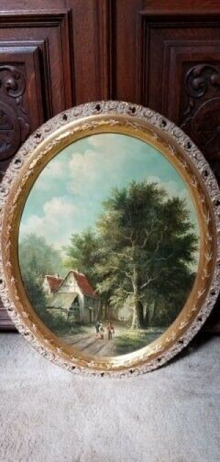 4 Oval Oil Paintings on Wood by Selhorst Jr. 2