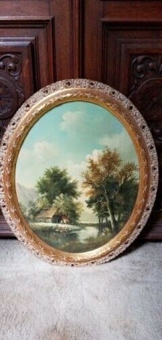 4 Oval Oil Paintings on Wood by Selhorst Jr. 3
