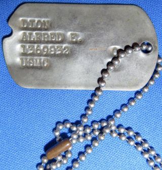 Korean War Era Dog Tag Us Marine Corps Usmc Alfred E Dion Newark Ny York Mag