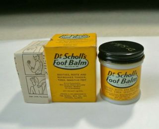 Vintage NOS Dr.  Scholl ' s Foot Balm 1 1/2 oz Milk Glass Jar 2