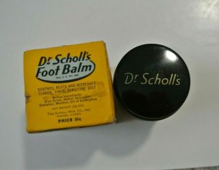 Vintage NOS Dr.  Scholl ' s Foot Balm 1 1/2 oz Milk Glass Jar 3