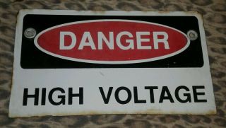 Vintage Danger High Voltage Porcelain Sign 6 " X 10 1/2 "