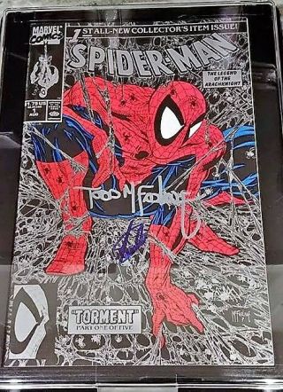 Spider - Man 1 Silver Cover Signed By Stan Lee,  Mcfarlane Jsa Get Cgc 9.  8 9.  6