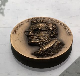Medallic Art Danbury Ct Bronze Medallion 1974 Vice President Nelson Rockefeller 2