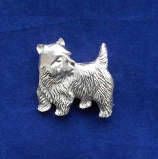 Vintage Shimmering Silvery Unusual Pin Cairn Or Norwich Terrier Dog