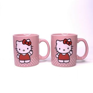 Hello Kitty Pink Polka Dot Ceramic Coffee Tea Milk Mugs Double Sided 2