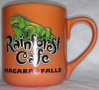 Iggy Rainforest Cafe Niagara Falls Coffee Mug Green Iguana Orange 2000 16 Oz