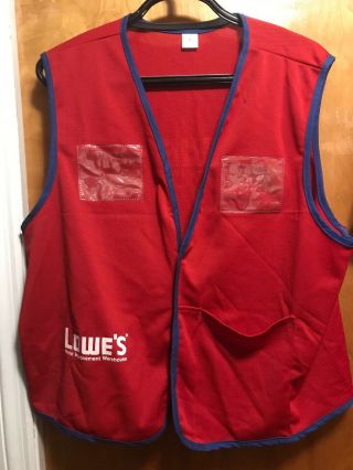 Lowes Home Improvement Large Red Customer Service Employee Uniform Vest