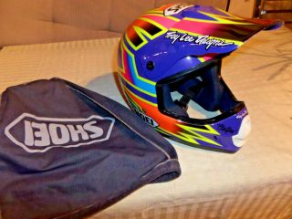 Vintage Shoei Motocross Helmet Troy Lee Vf - X2 Evo Vfx Damon Bradshow