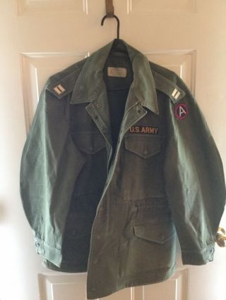 Us Army Field Jacket With Rank And Patches,  Size Short Medium,  M - 1951
