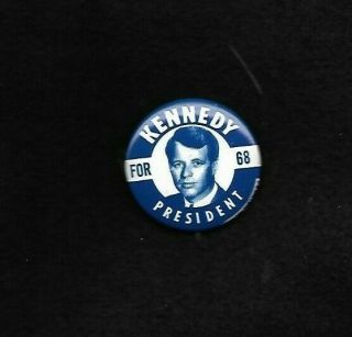 Robert F.  Bobby Kennedy 1968 Presidential Hopeful Campaign Button Blue Litho