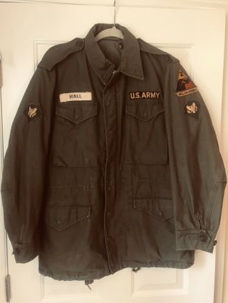 Vintage Us Army M - 1951 Jacket Field Coat Small R Patches Hell On Wheels Hall