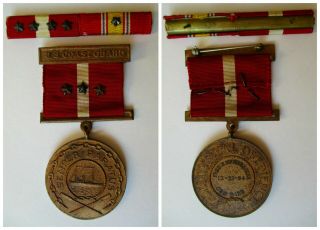 Korean War Named Us Coast Guard Good Conduct Medal And Ribbon Bar