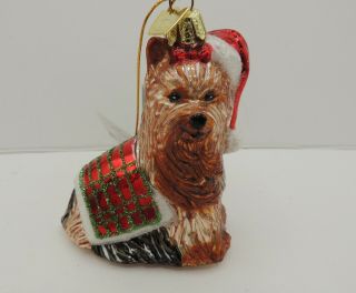 Kurt Adler Noble Gems Yorkie Christmas Ornament Santa Hat Yorkshire Terrier Nwt