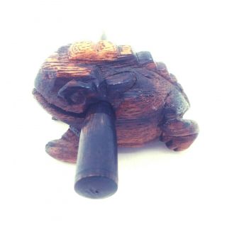 Hand Crafted Wooden Frog Musical Instrument Croaking Percussion Clacker Folk Toy