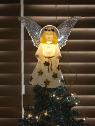 Vintage Angel Christmas Tree Topper Hard Plastic Lighted 1950’s?