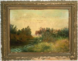 Listed Artist Julie Hart Beers (1835 - 1913) Signed Landscape Oil Painting C.  1911