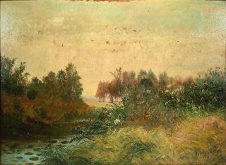 Listed Artist Julie Hart Beers (1835 - 1913) Signed Landscape Oil Painting c.  1911 2