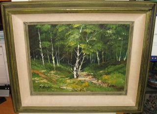 S.  Laday River Creek Landscape Oil On Canvas Painting