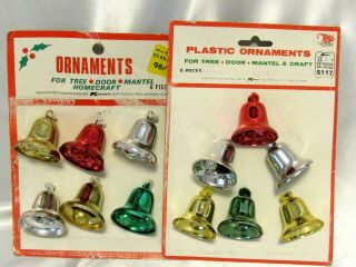 12 Vintage Christmas Bell Metallic Plastic Ornaments Crafts Hong Kong