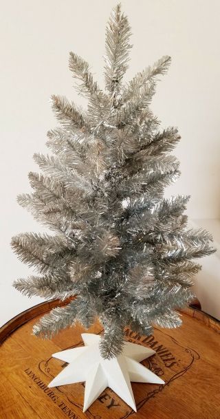 Christopher Radko Shiny Brite Christmas Tree 24 " Tinsel Holiday Sparkle Silver
