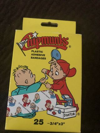 Rare 1990 Vintage Alvin & The Chipmunks Strips Band - Aids Full Box Bandages