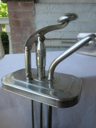 Vintage " Hall " Soda Fountain Large Syrup Dispenser Pump/lid Stainless Steel