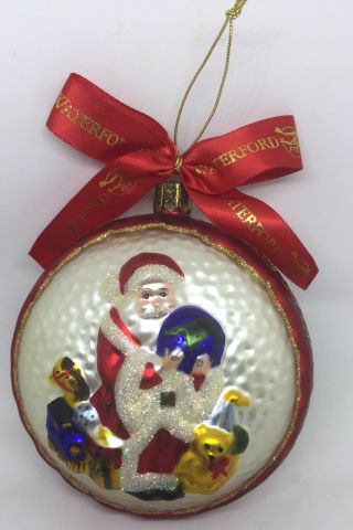 Waterford Blown Round Painted Glass Ornament Ftd Santa Gifts Christmas