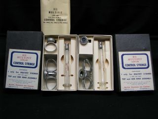 2 Vintage B & D Glass 3 Cc Luer Lock Reusable Control Syringe,  Old Nib