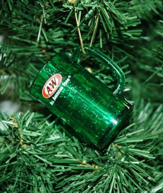 A & W Root Beer Mini Mug Christmas Ornament (green)