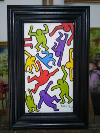 Old Oil Painting On Canvas Signed K.  Haring