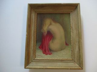 Mid Century Nude Oil Painting Paris France French Female Blonde Model Feraudy