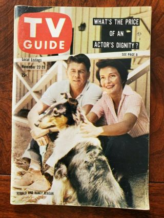 Nov.  1958 Tv Guide W/ Ronald & Nancy Reagan Cover Los Angeles Edition No Label