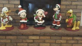 Disney Christmas Big Figurines Complete Set Of 5 Htf & In