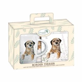 Border Terrier Teatime Gift Set - Terrier Mug,  Biscuit Tray & Coaster Great Gift