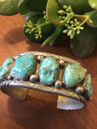 Vtg Old Pawn Turquoise Cuff Bracelet