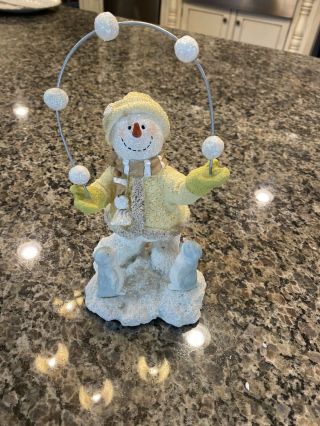Russ Berrie Ice Sculptures Glitter Snowman “juggling Snowballs Snowman”
