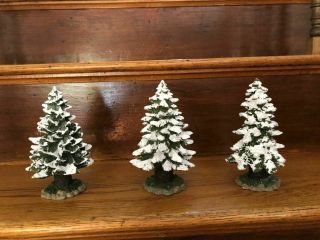 Vintage Set Of 3 Ceramic Christmas Trees 6.  5 " Tall - Pre Owned