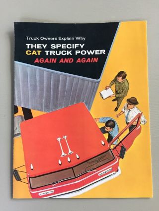 Vintage Caterpillar Semi Truck Advertising Brochure Over The Road Engine Power