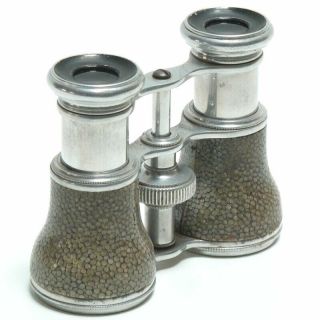 Unusual Shagreen Covered Aluminium Opera Glasses By Lemaire Circa 1900 Fr France