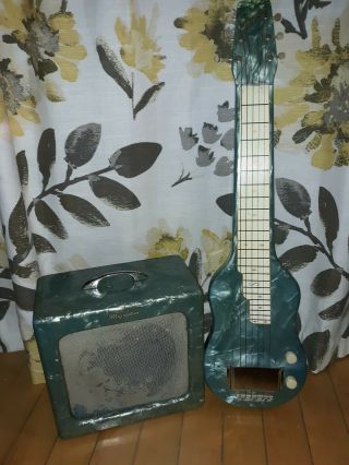 Vintage Circa 1954 Magnatone Lap Steel Electric Guitar Green Pearloid Great Tone