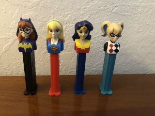 Pez Dc Hero Girls:batgirl,  Supergirl,  Wonder Woman & Harley Quinn.  Loose.