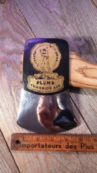 SHARP vintage embossed Plumb Champion restored felling axe hatchet 32 