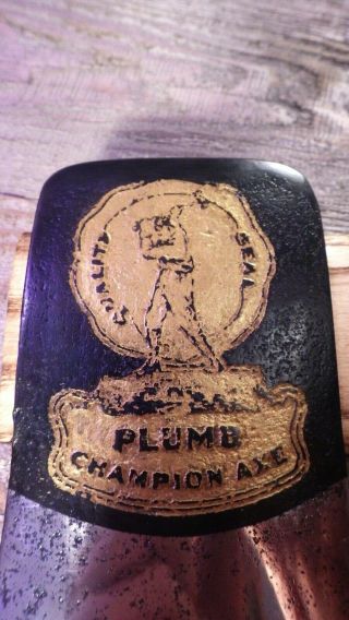 SHARP vintage embossed Plumb Champion restored felling axe hatchet 32 